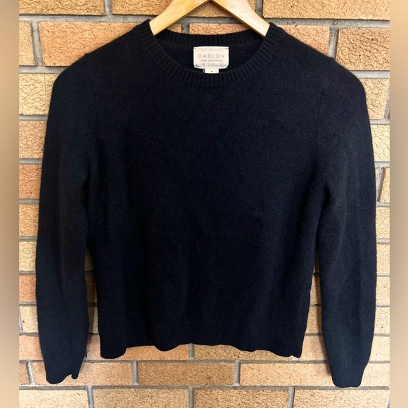 Caslon 100% Cashmere Black Sweater Crewneck Long Sleeve Women’s Size Medium - Picture 2 of 7